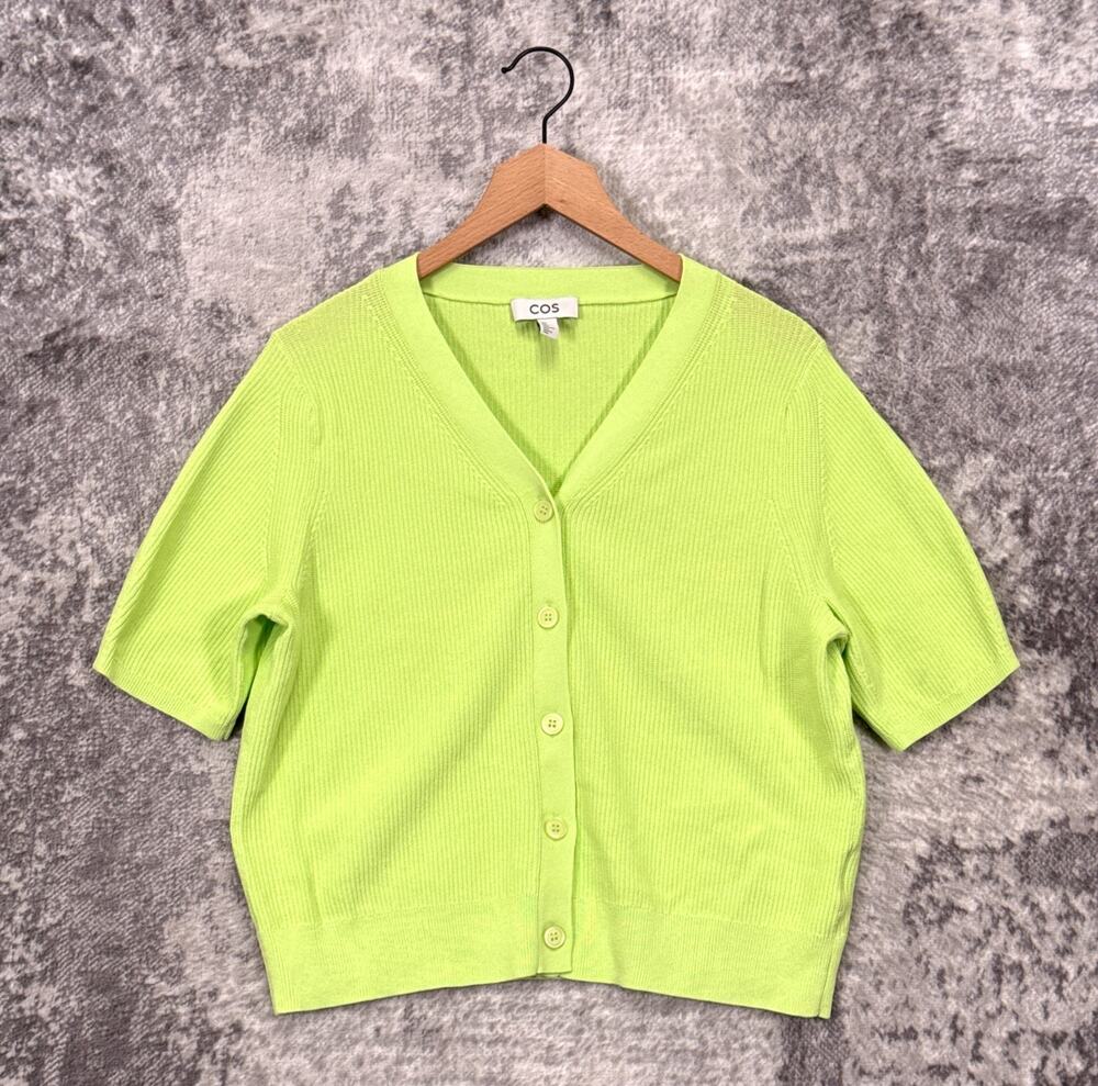 COS Cardigan Sweater Medium Womens Green Oversized Knit